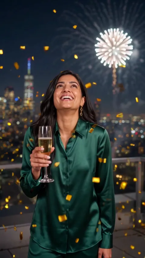 AI New Year Video · Rooftop Fireworks