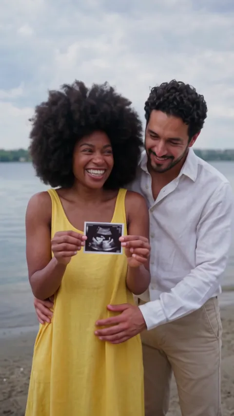 AI Pregnancy Announcement Video · Beach