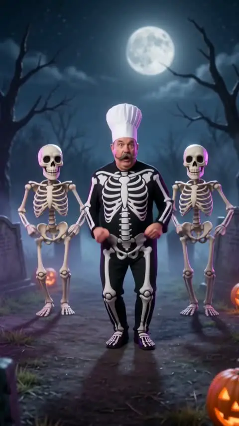 Spooky Scary Skeletons Dance IA · Cimitero