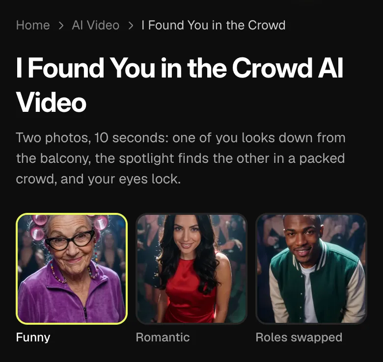 Step 1: the I Found You in the Crowd page and sample on a phone