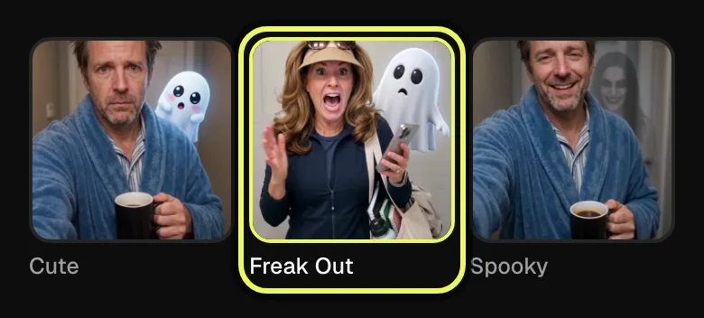 Step 3: the three style cards, with Freak Out selected and highlighted