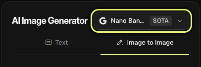 Step 1 on a computer: choose nano banana 2.1 and editing on Vidlark