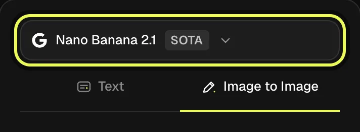 Step 1: choose nano banana 2.1 and editing on Vidlark