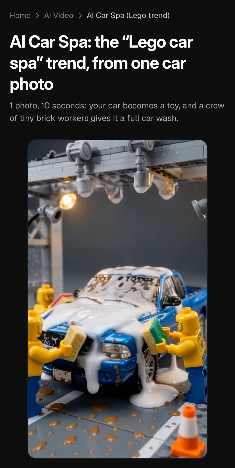 Step 1: the AI car spa page and miniature wash sample on a phone