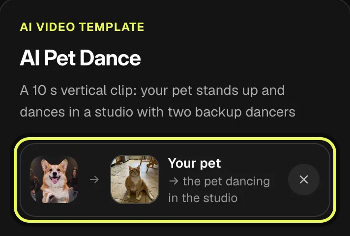Step 2: the Your pet slot filled with the finished example’s cat photo